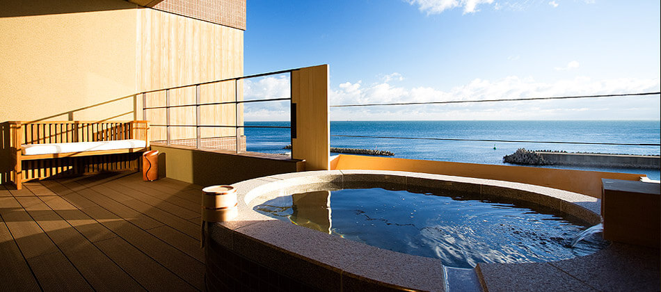 Twin room with private open-air bath